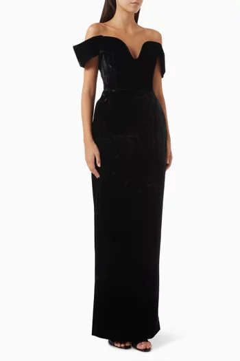Ryn Off-shoulder Gown in Velvet