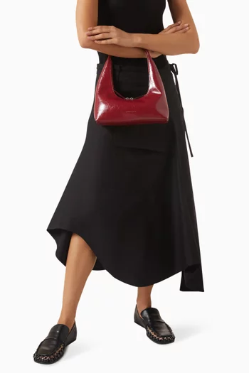 Small Hobo Shoulder Bag in Crinkle Leather