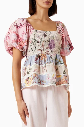 Yasmessa Smock Top in Organic Cotton Blend
