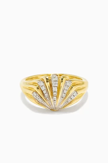 Baby Chevaliere Coquillage Diamants Ring in 9kt Yellow Gold