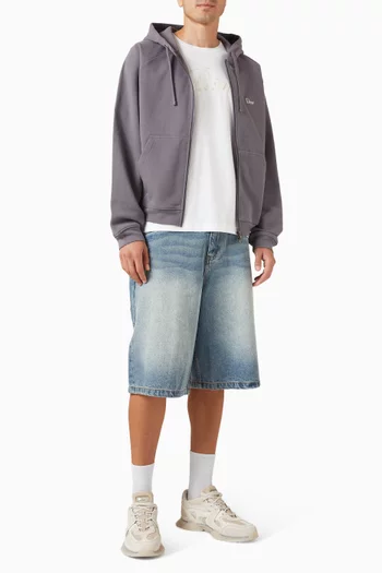 Classic Small Logo Zip Hoodie in Cotton-fleece