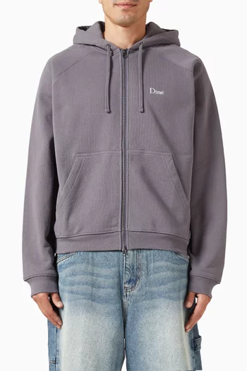 Classic Small Logo Zip Hoodie in Cotton-fleece