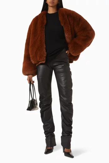 Senna Collarless Jacket in Faux Fur