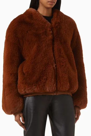 Senna Collarless Jacket in Faux Fur