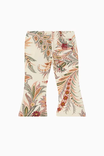 Botanical Toile Print Flared Trousers