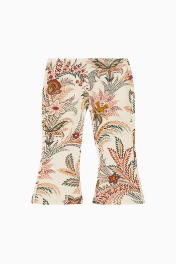 Botanical Toile Print Flared Trousers
