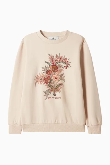 Floral Print Crewneck Sweatshirt