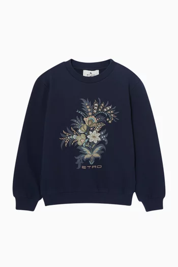 Floral Print Crewneck Sweatshirt