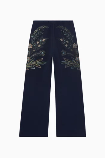 Embroidered Trousers in Denim