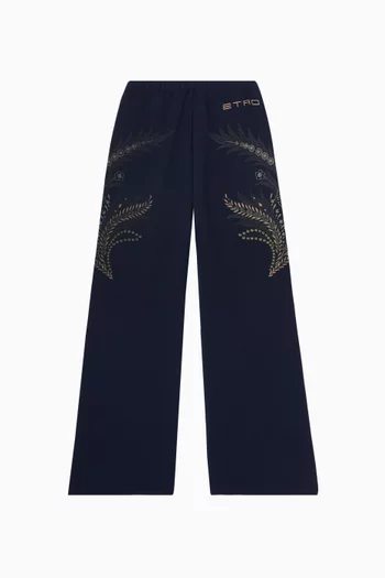 Embroidered Trousers in Denim