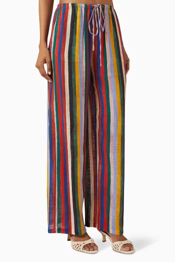 Mateo Striped Pants in Cotton-gauze