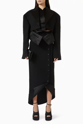 Jacket Collar Hem Tailored Skirt