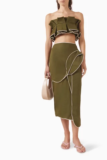 Solid Ruffled Bandeau Top