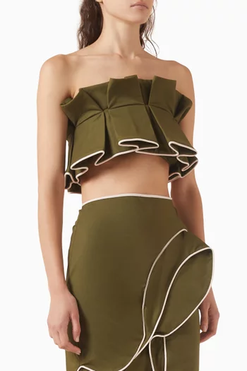 Solid Ruffled Bandeau Top