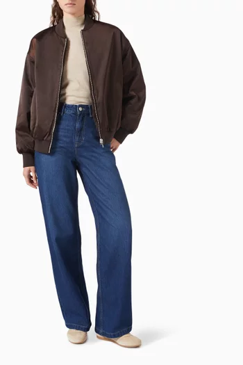 Petisa Reversible Bomber Jacket in Satin & Faux-fur