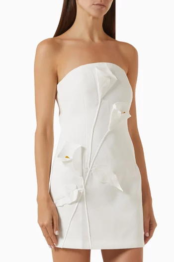 Strapless Floral Appliqué Dress