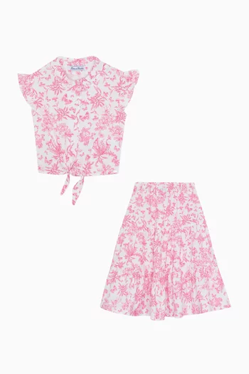 Floral Top & Skirt Set in Cotton