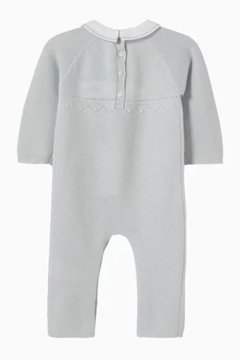 Pointed Collar Pyjama Romper in Wool-blend