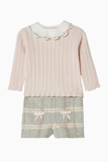 Check Shorts in Wool-blend