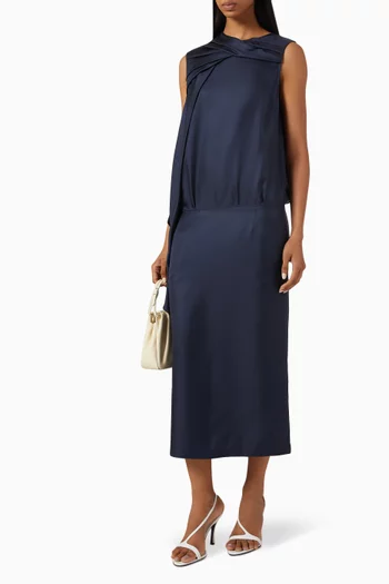 Izia Midi Dress in Silk-twill