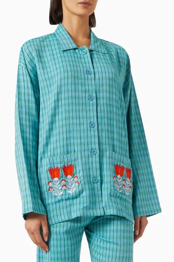 Tulip Embroidered Shirt in Cotton