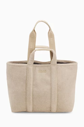 Rubber Logo Tote Bag in Wool-blend
