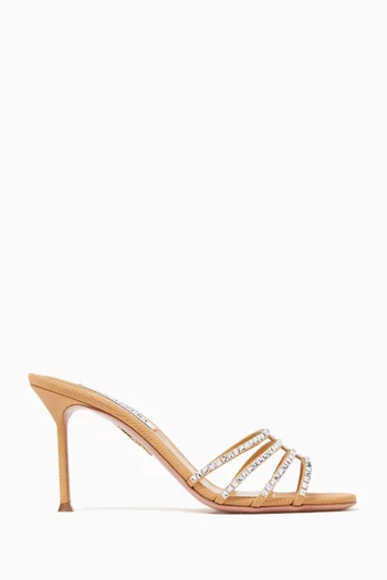 Sensation 85 Crystal Mule Sandals in Leather