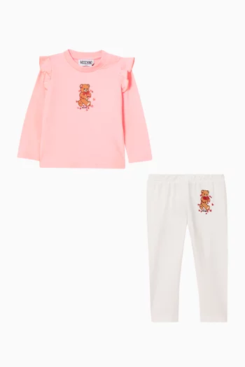 Teddy Bear Hearts T-Shirt & Leggings Gift Set in Cotton
