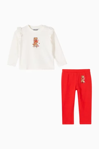 Teddy Bear Hearts T-Shirt & Leggings Gift Set in Cotton
