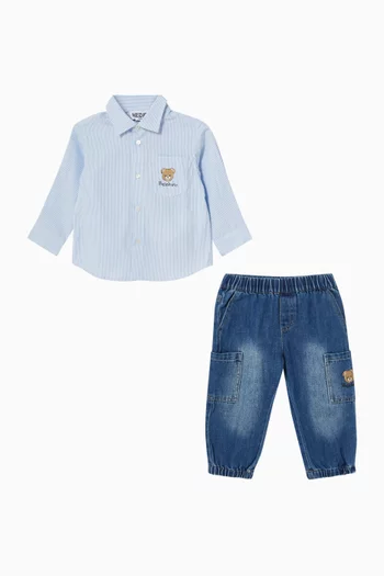Striped Shirt & Jeans Set in Denim