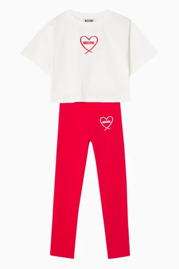 Heart Logo T-Shirt & Leggings Set in Cotton