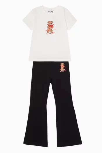Teddy Bear Heart Print T-Shirt in Cotton