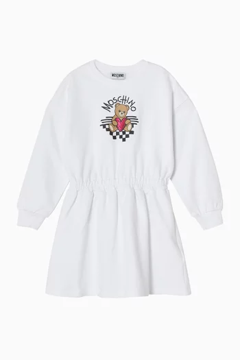 Teddy Heart Long-sleeved Dress in Cotton