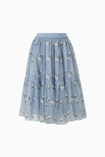 Unicorn Embroidered Midi Skirt