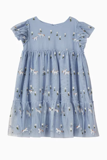 Unicorn Embroidered Dress in Tulle