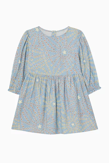 Star Print Flared Dress in Viscose