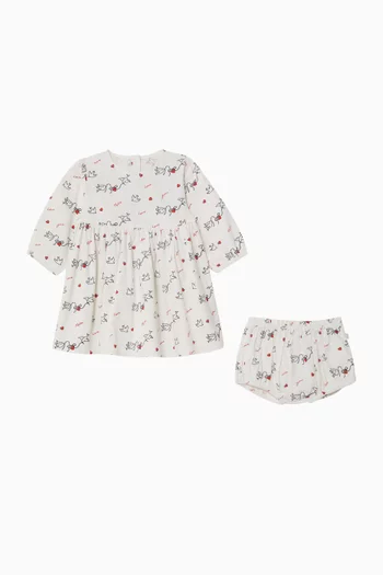 Bird Print Dress in Cotton