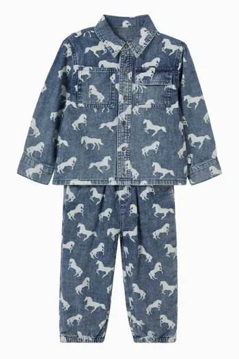 Horse-print Shirt in Denim