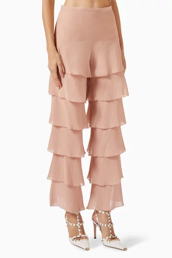 Tiered Ruffle Pants in Georgette