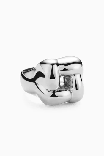Woven Square Ring in Platinum-plated Steel