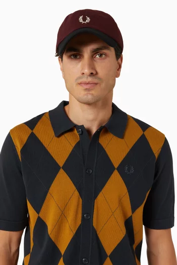 Colour Blocked Piqué Cap in Cotton