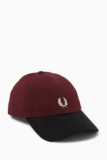 Colour Blocked Piqué Cap in Cotton