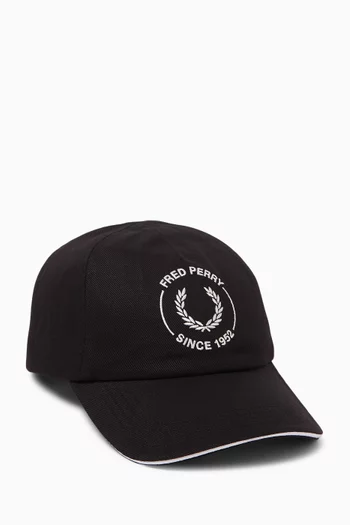 Circle Branded Piped Cap in Cotton Twill