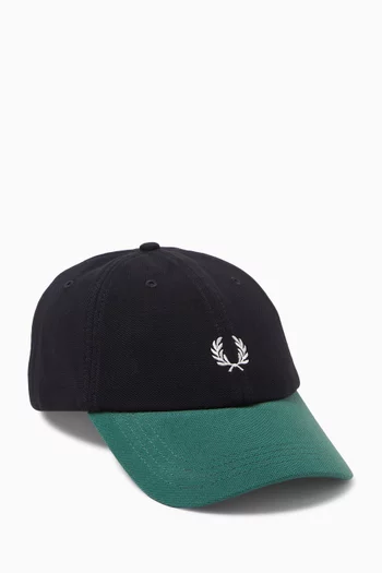 Colour Blocked Piqué Cap in Cotton