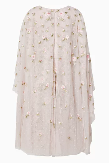Rose Bloom Cape Dress