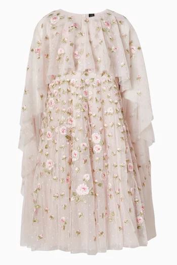 Rose Bloom Cape Dress