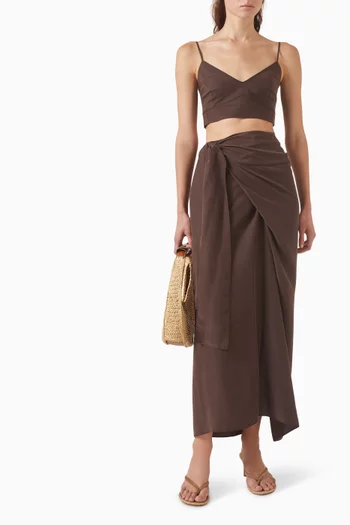 Draped Tie-waist Skirt in Silk