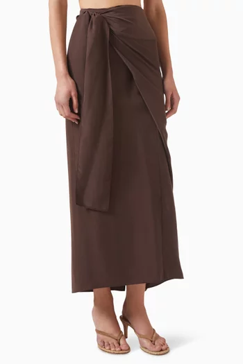 Draped Tie-waist Skirt in Silk