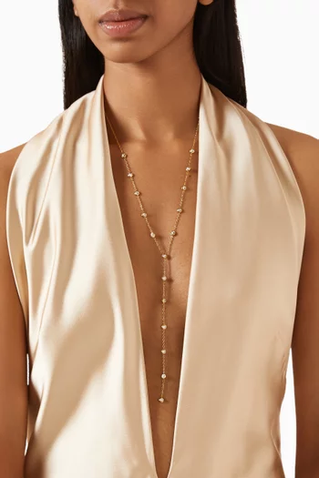 Myra Bezel Drop Lariat Necklace in Gold-tone Silver