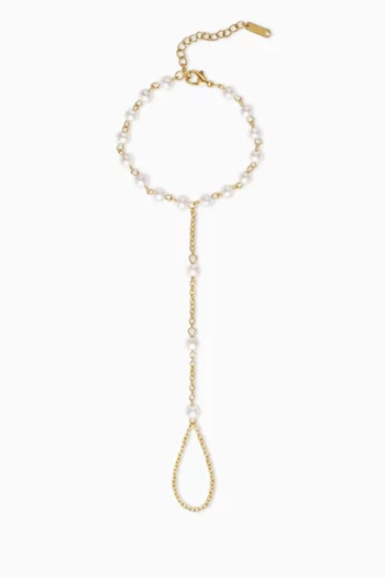 Kelly Pearl Hand Chain in 18kt Gold-plated Silver
